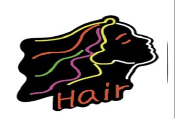 LETRERO HAIR ELABORADO EN MANGUERA FLEXIBLE NEON EN COLORES SURTIDOS MEDIDA APROXIMADA 45X60