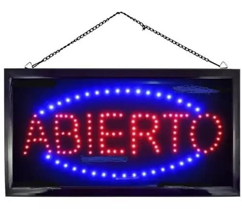 LETRERO LED ABIERTO MEDIDA APROXIMADA 25x48 CM