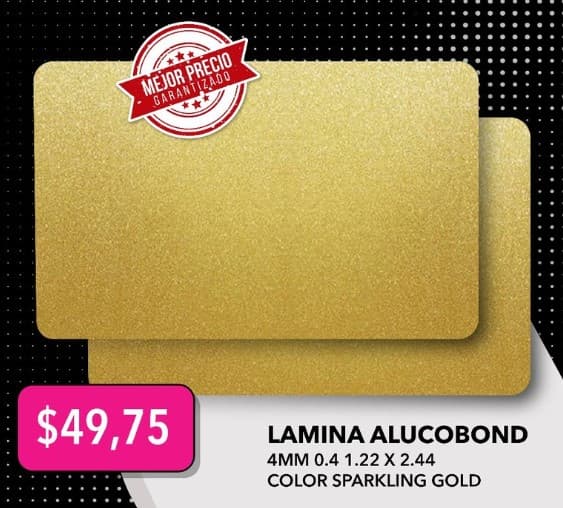 LAMINA ALUCOBOND  4MM*0.4 1.22 X 2.44 COLOR SPARKLING GOLD