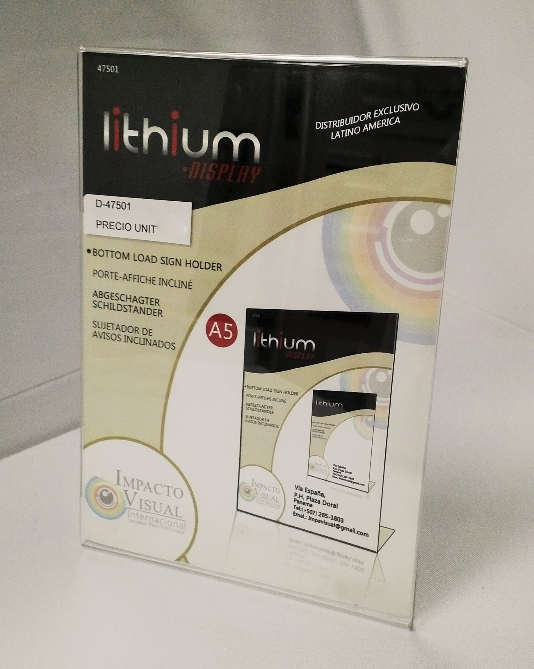 DISPLAY ACRILICO CRISTAL EN L VERTICAL  A5