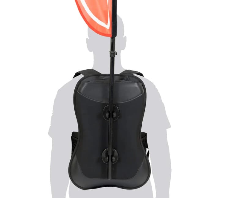 ESTRUCTURA PARA BANDERA CON MOCHILA CUADRADA DUOBLE SIDE  MEDIDA APROXIMADA 55*105 CMS