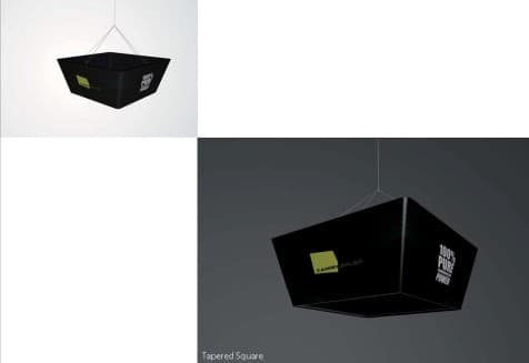 DISPLAY COLGANTE DE ALUMINIO LIVIANO MEDIDA APROXIMADA 16 POR 4 DE ALTO DIAMETRO INFERIOR 13.6 TELA TENS