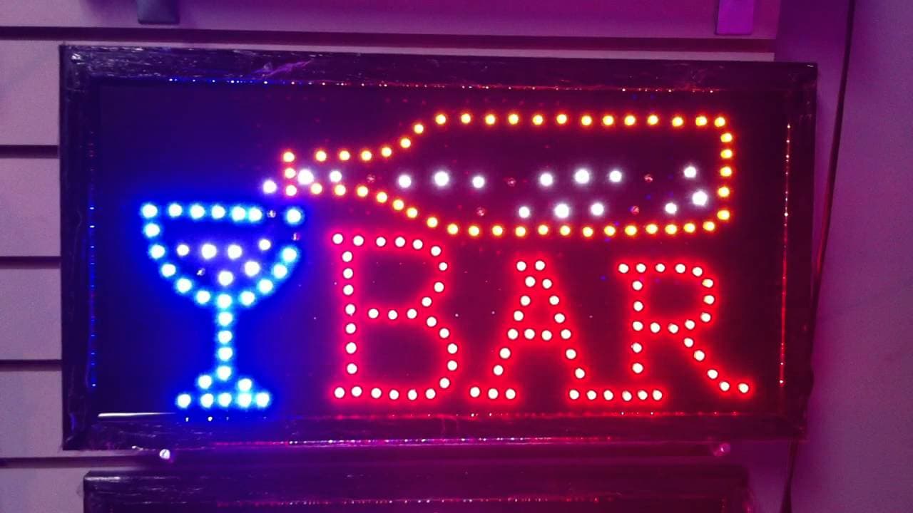 LETRERO LED  BAR MEDIDA APROXIMADA 25X48 CM