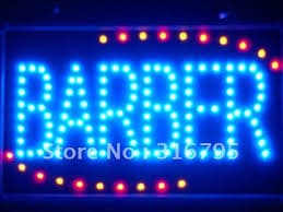 LETRERO LED  BARBERIA MEDIDA APROXIMADA 25X48 CM