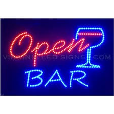 LETRERO LED  OPEN BAR MEDIDA APROXIMADA 25X48