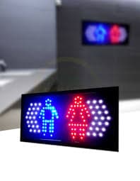 LETRERO LED  BANOS ( FLECHAS ) MEDIDA APROXIMADA  25X48CM