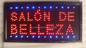 LETRERO LED  SALON DE BELLEZA MEDIDA APROXIMADA 25X48 CM