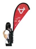 ESTRUCTURA PARA BANDERA CON MOCHILA TIPO GOTA DUOBLE SIDE  MEDIDA APROXIMADA 55*105 CMS