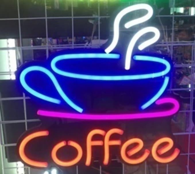 LETRERO COFFEE ELABORADO EN MANGUERA FLEXIBLE NEON EN COLORES SURTIDOS 50X40CM