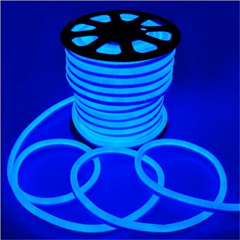 MANGUERA FLEXIBLE NEON 14*24 COLOR BLUE 120 LED X METRO IP 67 110 V ROLLO X 50 METROS