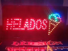 LETRERO LUMINOSO SIGN HELADOS TAMAÑO 48*25CM
