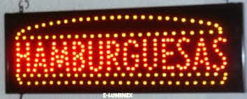 LETRERO LUMINOSO SIGN HAMBURGUESAS TAMAÑO 48*25CM