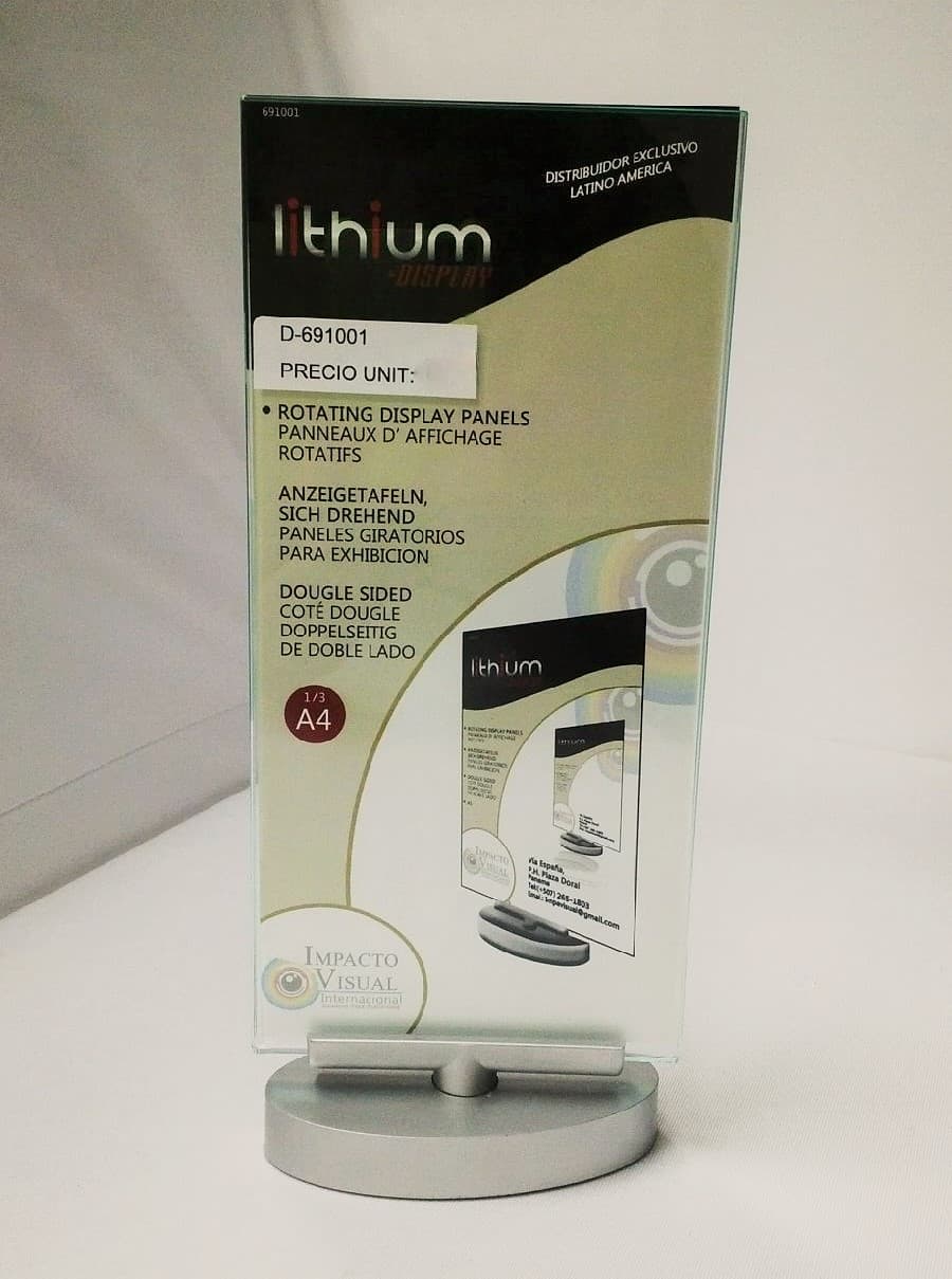 DISPLAY ACRILICO CRISTAL  ROTATIVO VERTICAL MEDIDA APROXIMADA 1/3 A4 (VERDE)
