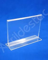 DISPLAY ACRILICO CRISTAL EN T HORIZONTAL MEDIDA APROXIMADA 11 X 8.5