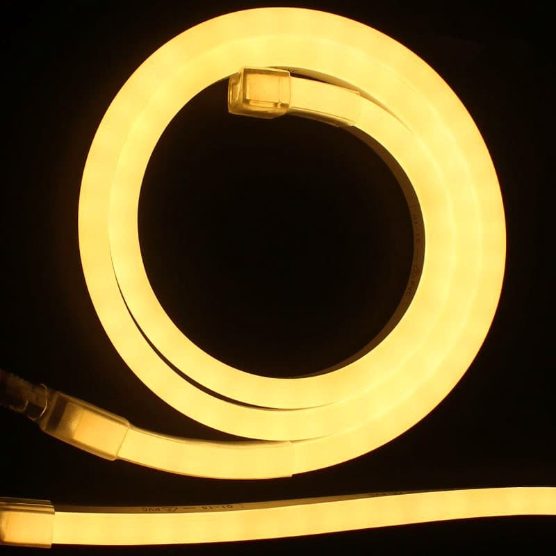 MANGUERA FLEXIBLE NEON 16*16 COLOR YELLOW 120 LED X METRO IP 67 110 V ROLLO X 50 METROS